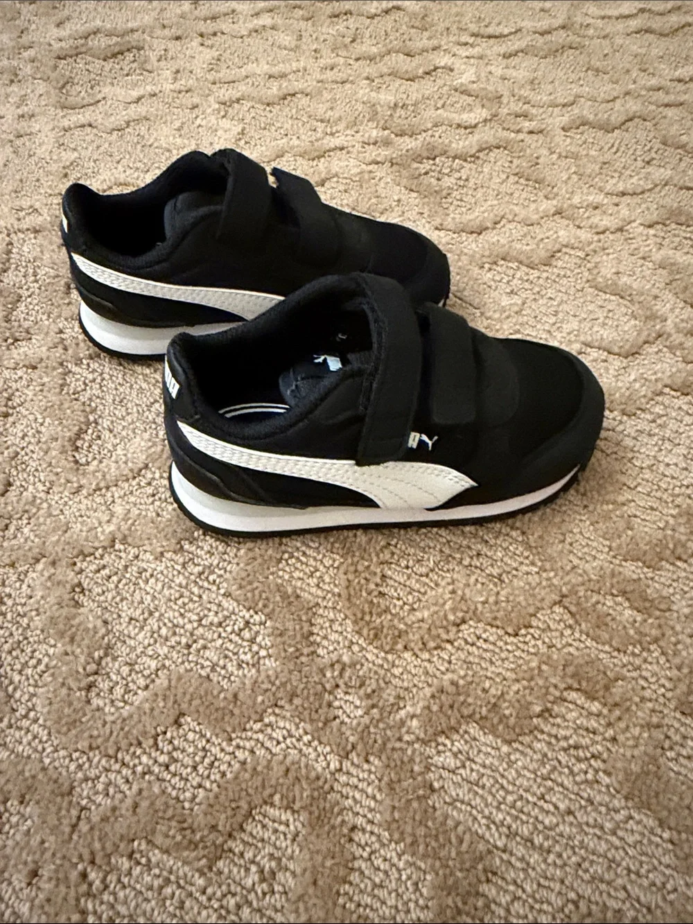 Puma Kids Black and White Velcro Athletic Sneakers